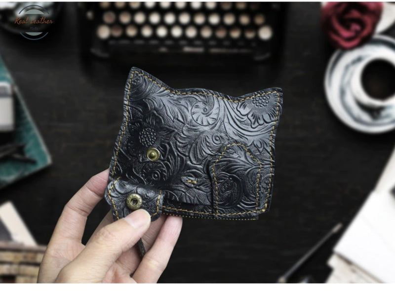 Genuine Leather Cute Cat Coin Purse