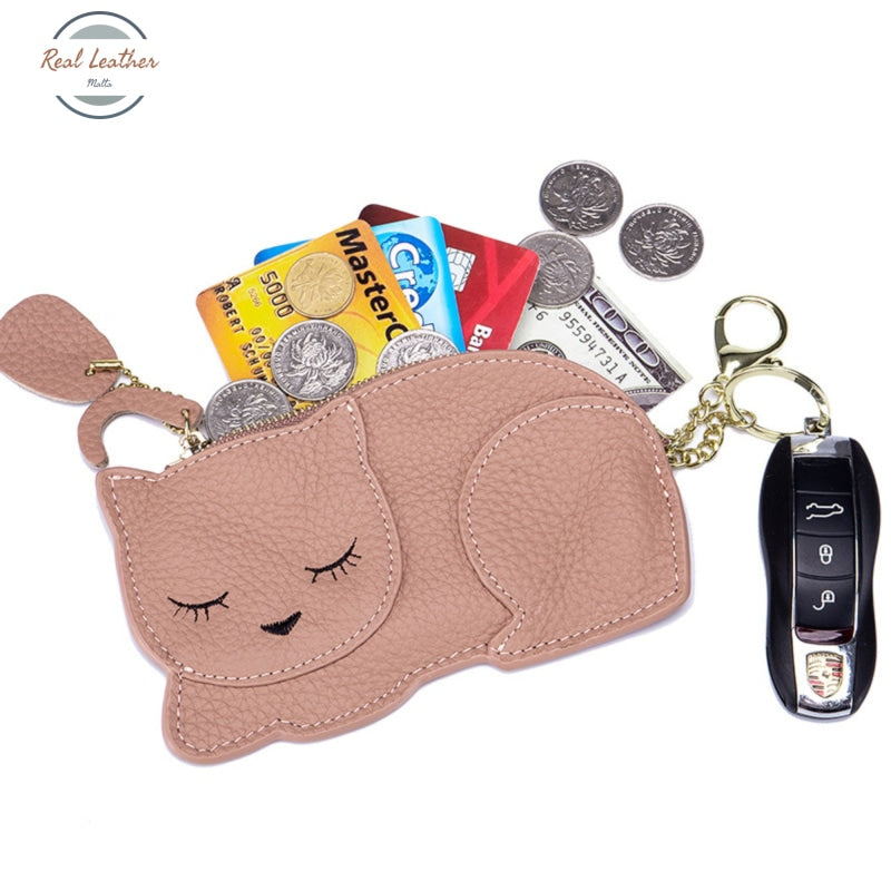 Genuine Leather Cute Cat Coin Purse Coin Purse