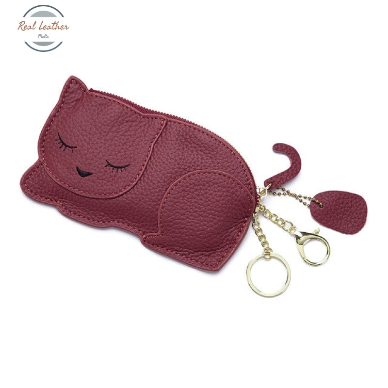 Genuine Leather Cute Cat Coin Purse Coin Purse