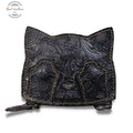 Genuine Leather Cute Cat Coin Purse Black
