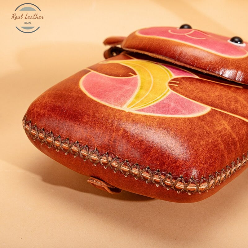Genuine Leather Cute Character Phone Pouch
