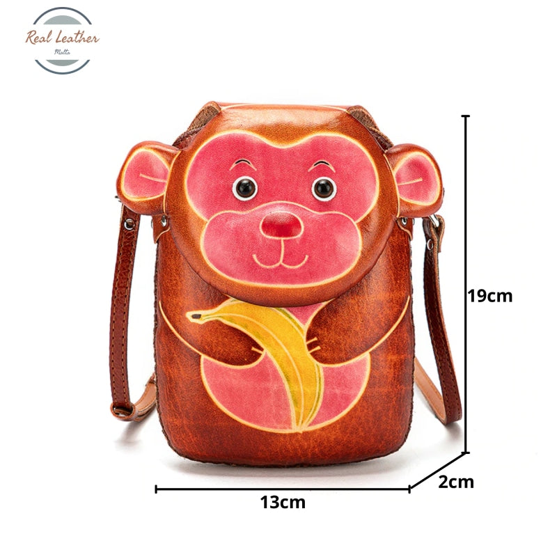 Genuine Leather Cute Character Phone Pouch