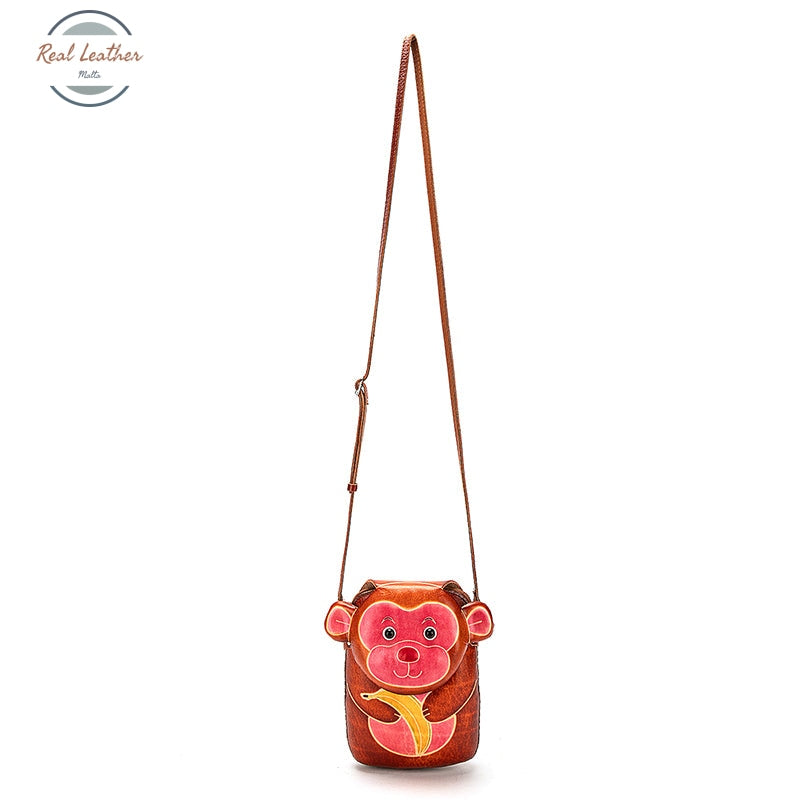 Genuine Leather Cute Character Phone Pouch