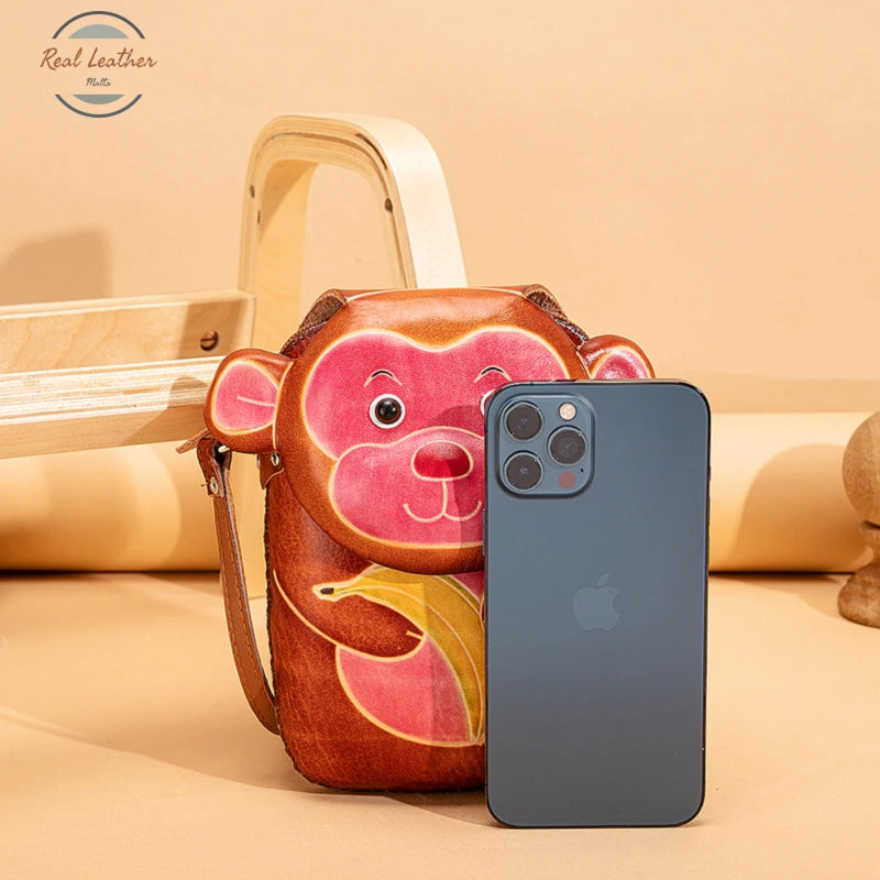 Genuine Leather Cute Character Phone Pouch