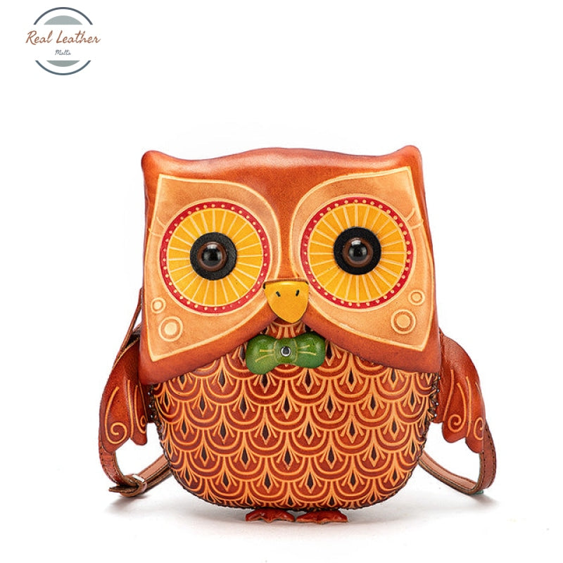 Genuine Leather Cute Character Phone Pouch Owl