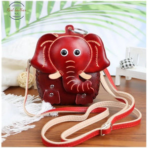 Genuine Leather Crossbody Elephant Coin Purse realleathermalta