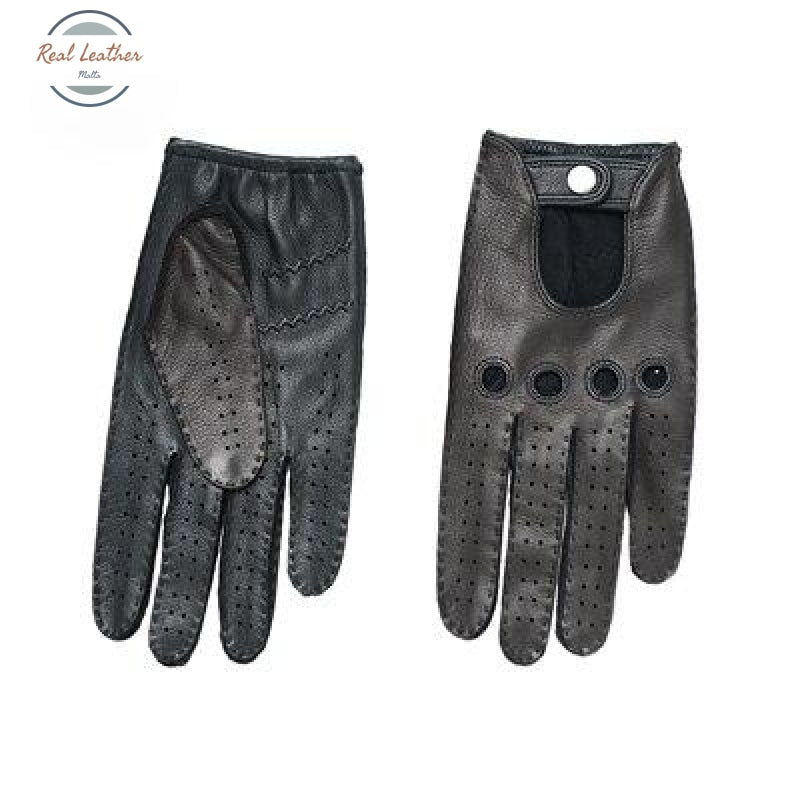 Genuine Leather Deerskin Gloves Black / M Palm 21Cm