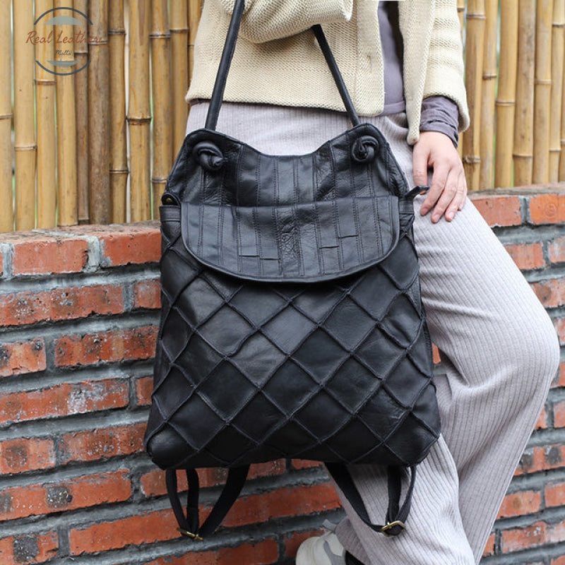 Genuine Leather Dual-Use Bag For Women Black
