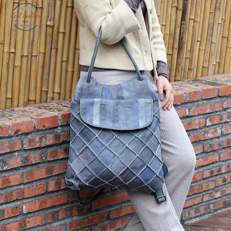 Genuine Leather Dual-Use Bag For Women Blue