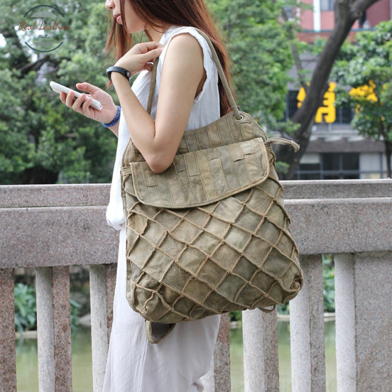 Genuine Leather Dual-Use Bag For Women Sage