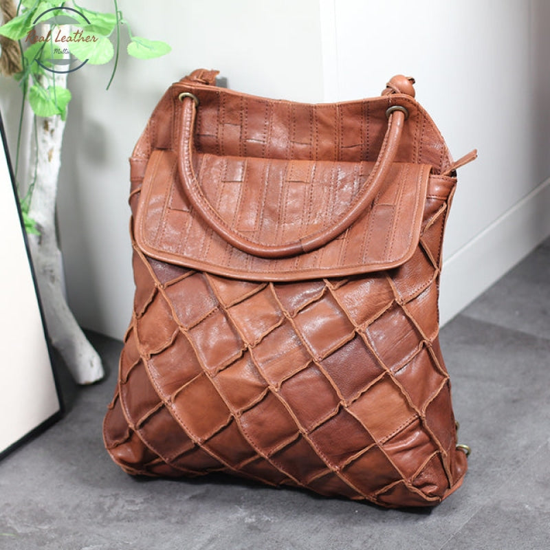 Genuine Leather Dual-Use Bag For Women Vintage Brown