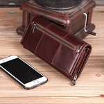 Genuine Leather Fashion Long Wallet