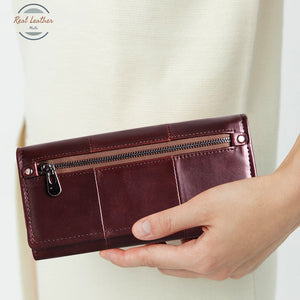 Genuine Leather Fashion Long Wallet