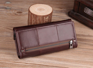 Genuine Leather Fashion Long Wallet