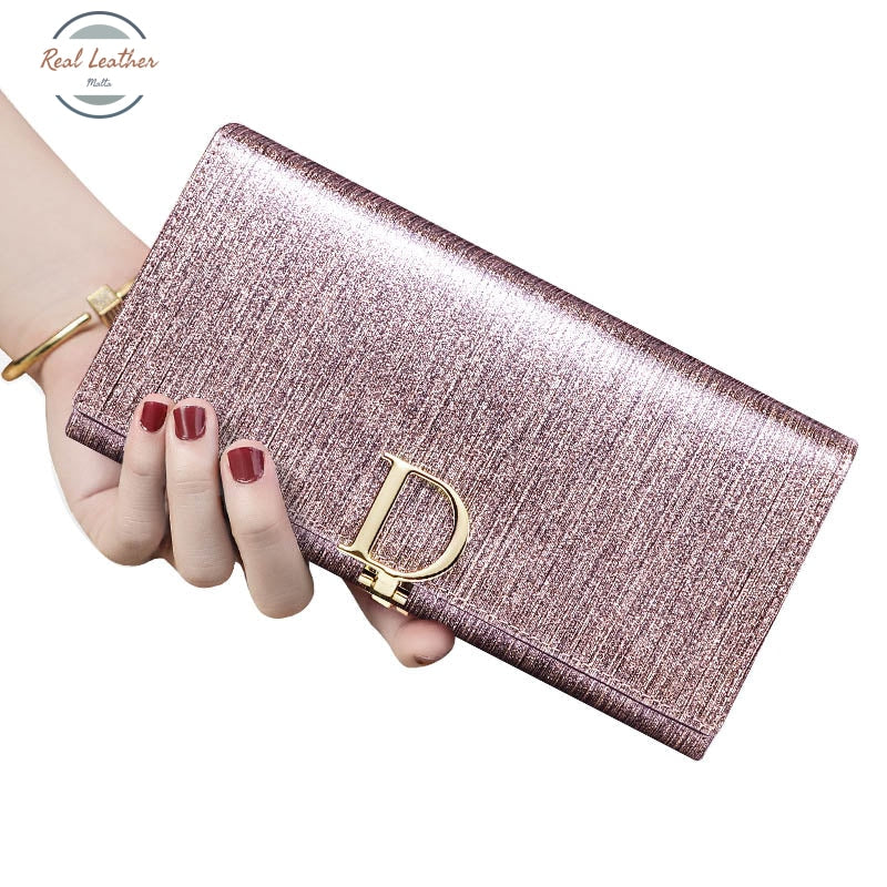 Genuine Leather Fashion Long Wallet For Women