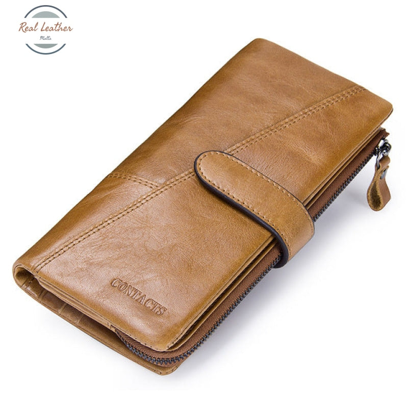 Genuine Leather Fashion Wallet Sandstone