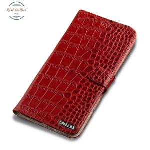 Genuine Leather Flip Case For Iphone 13Promax(6.7) / Red