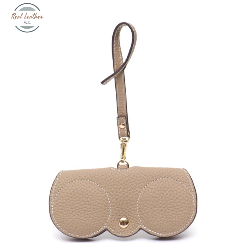 Genuine Leather Glasses Case For Women Khaki