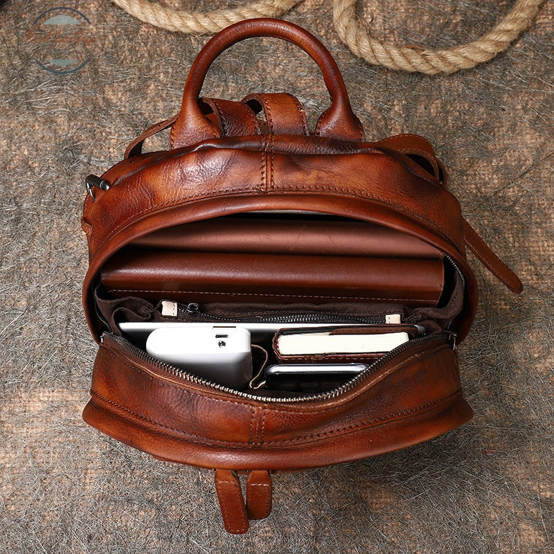 Genuine Leather Hand-Painted Backpack