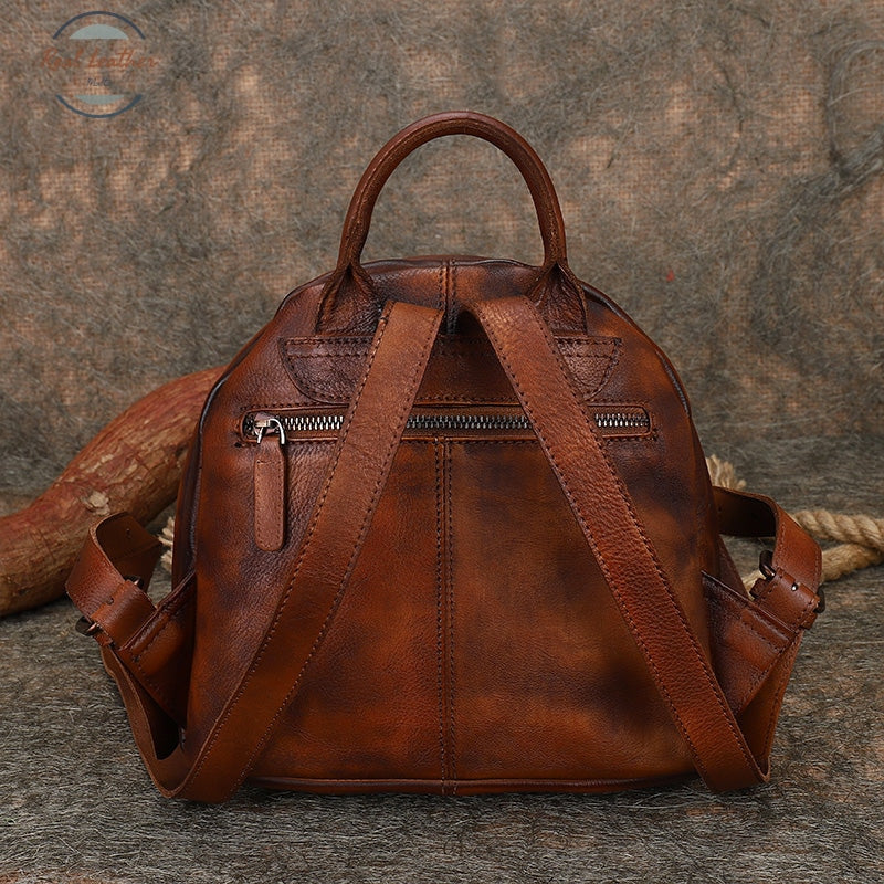 Genuine Leather Hand-Painted Backpack