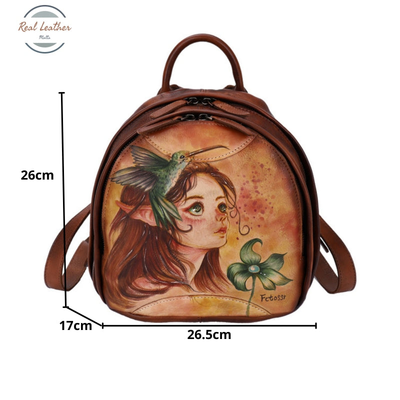 Genuine Leather Hand-Painted Backpack
