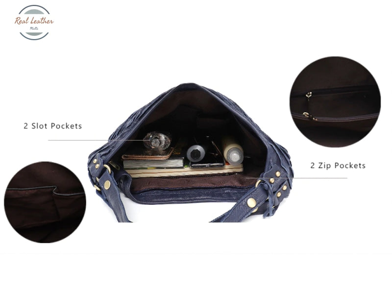 Genuine Leather Hobo Style Shoulder Bag