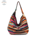 Genuine Leather Hobo Style Shoulder Bag Patchwork