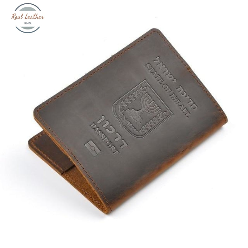 Genuine Leather Israeli Passport Cover Brown Covers