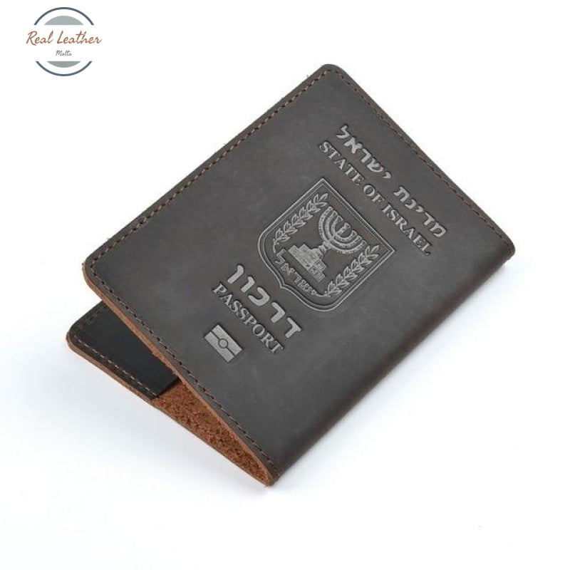Genuine Leather Israeli Passport Cover Coffee Covers