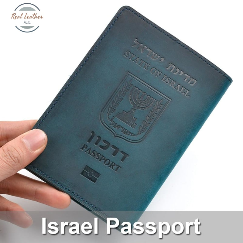 Genuine Leather Israeli Passport Cover Covers