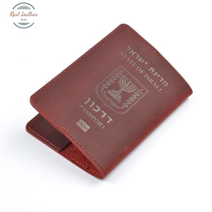 Genuine Leather Israeli Passport Cover Red Covers