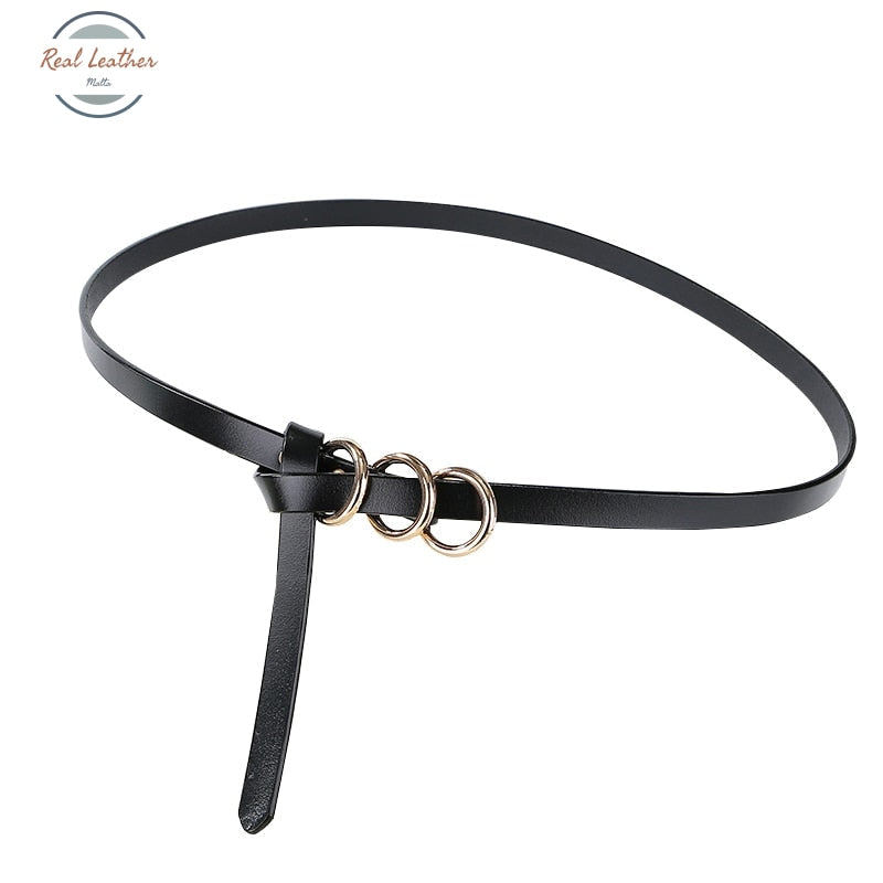 Genuine Leather Knot Slim Belt