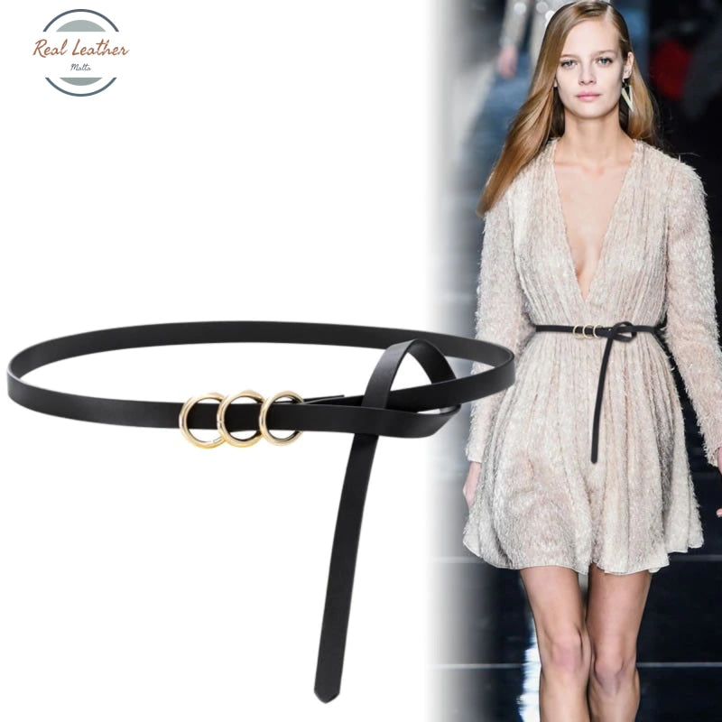 Genuine Leather Knot Slim Belt