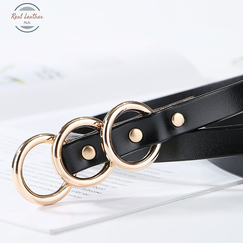 Genuine Leather Knot Slim Belt
