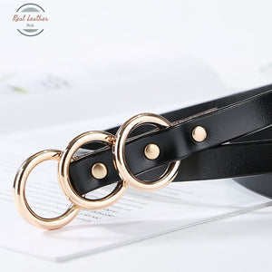 Genuine Leather Double Circle Slim Belt – realleathermalta