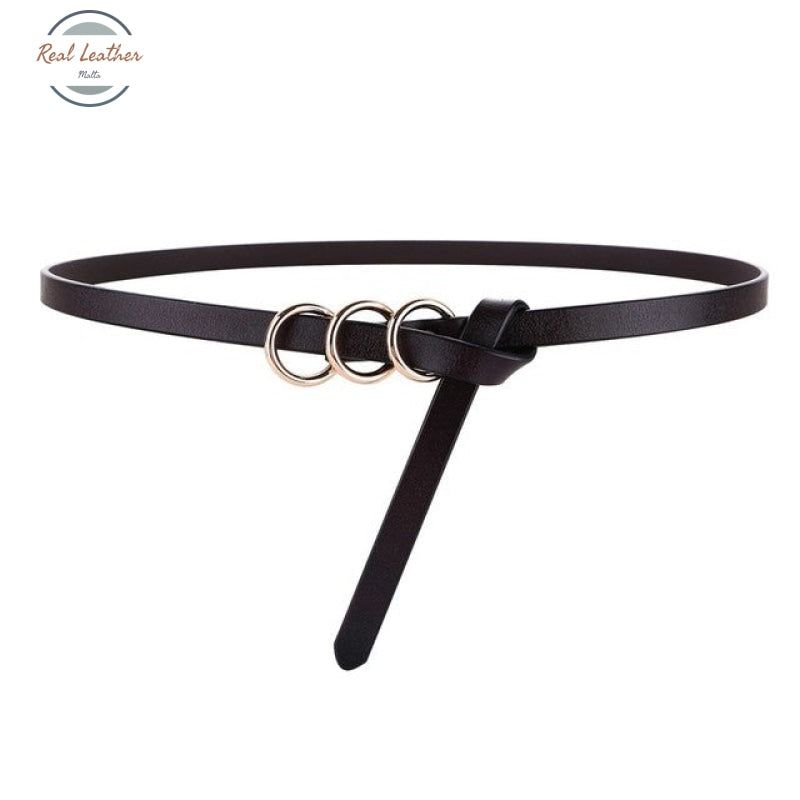 Genuine Leather Knot Slim Belt Coffee / 105Cm