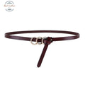 Genuine Leather Knot Slim Belt Red Brown / 105Cm