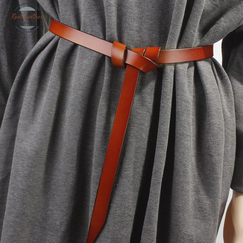 Genuine Leather Knot Waist Belt Brown Color / 110Cm Belts