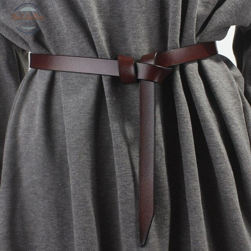 Genuine Leather Knot Waist Belt Coffee Color / 110Cm Belts