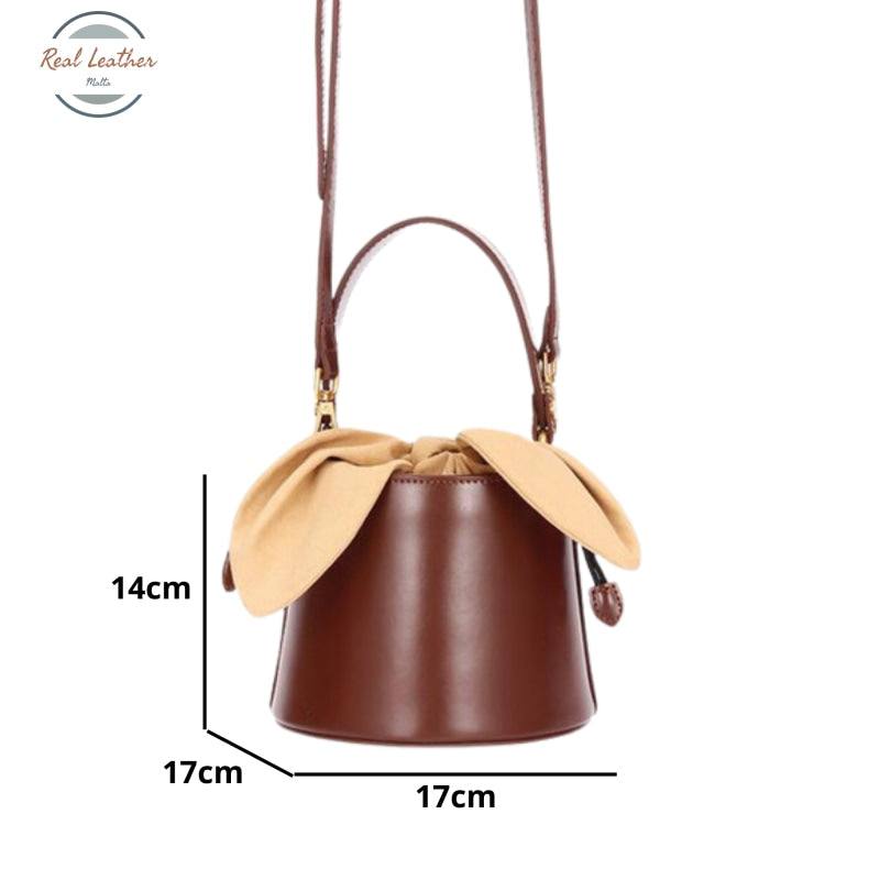 Genuine leather hot sale bucket bag