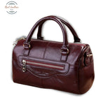 Genuine Leather Ladies Fashion Handbag Burgundy Handbags