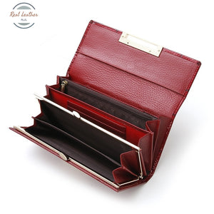 Genuine Leather Ladies Long Wallet Purse