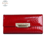 Genuine Leather Ladies Long Wallet Purse Red