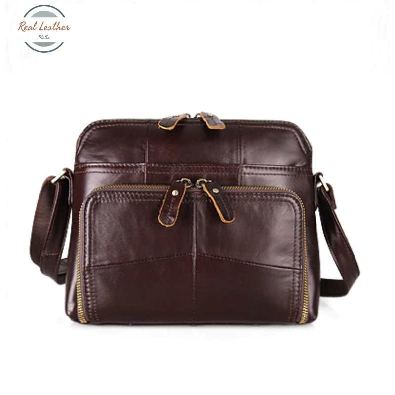 Genuine Leather Ladies Multipocket Slim Shoulder Bag Coffee Bags