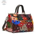 Genuine Leather Ladies Patchwork Handbag Multicolor