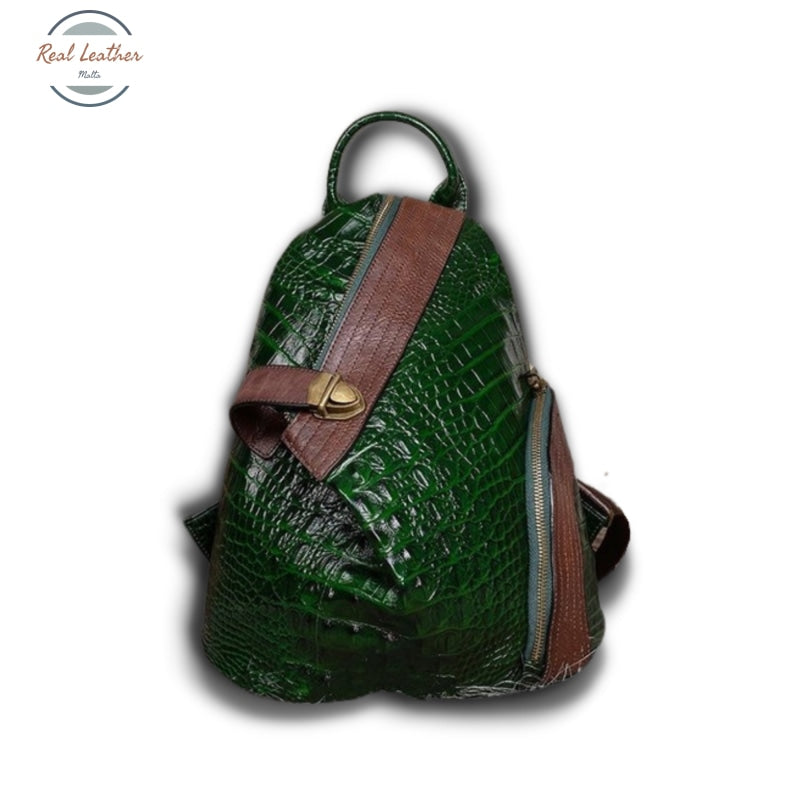 Genuine Leather Ladies Vintage Backpack Green / 30Cm-14Cm-27Cm Backpacks