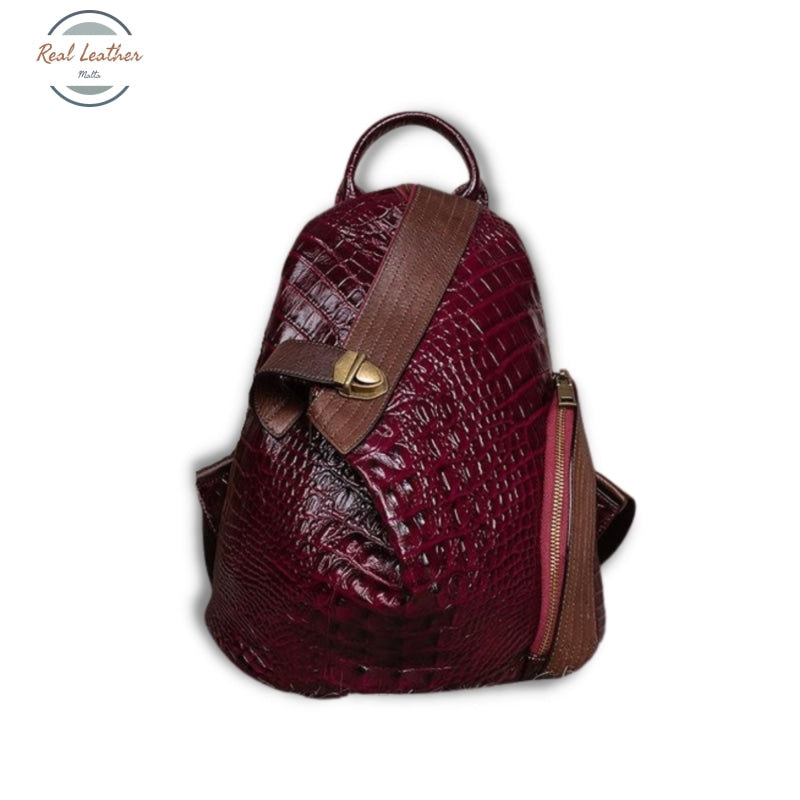 Genuine Leather Ladies Vintage Backpack Purple / 30Cm-14Cm-27Cm Backpacks