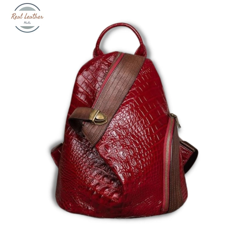 Genuine Leather Ladies Vintage Backpack Red / 30Cm-14Cm-27Cm Backpacks