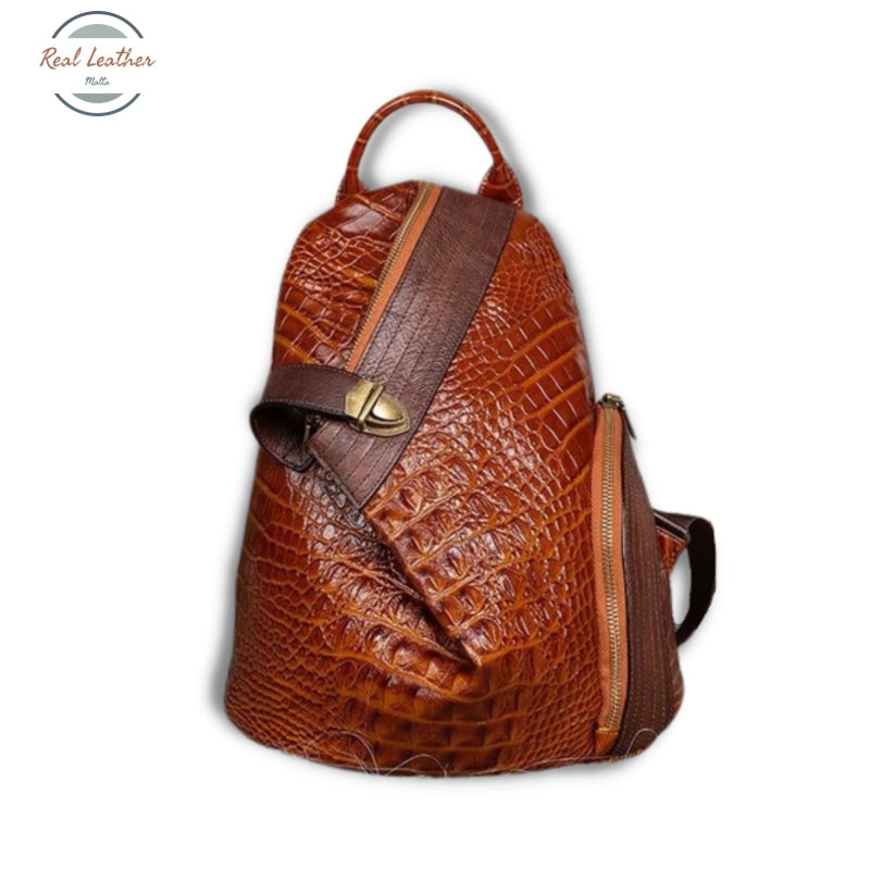 Genuine Leather Ladies Vintage Backpack Yellow / 30Cm-14Cm-27Cm Backpacks