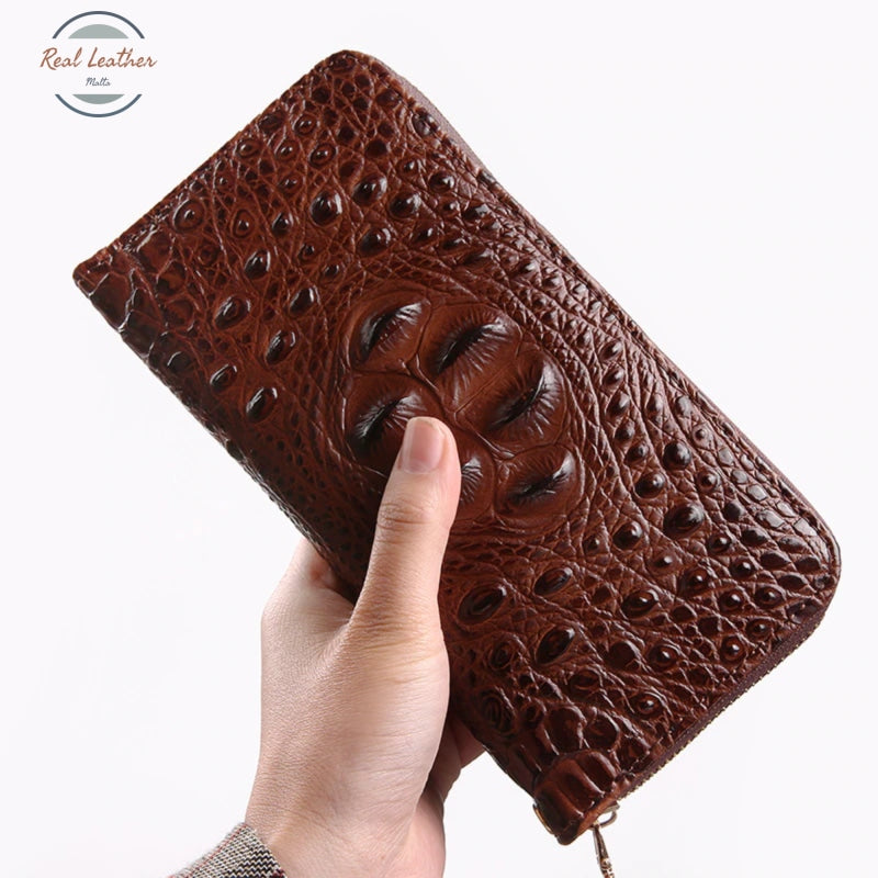 Genuine Leather Ladys Croc Style Long Wallet